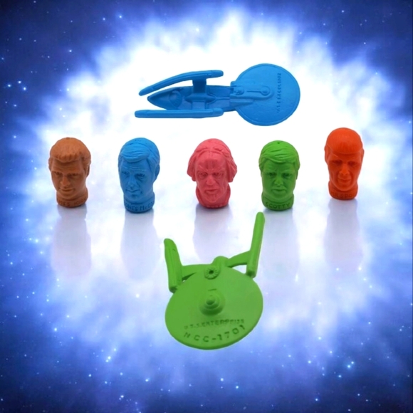 Star Trek Character and Spaceship Pencil Toppers 1983 Set Of 7 - Picture 1 of 11